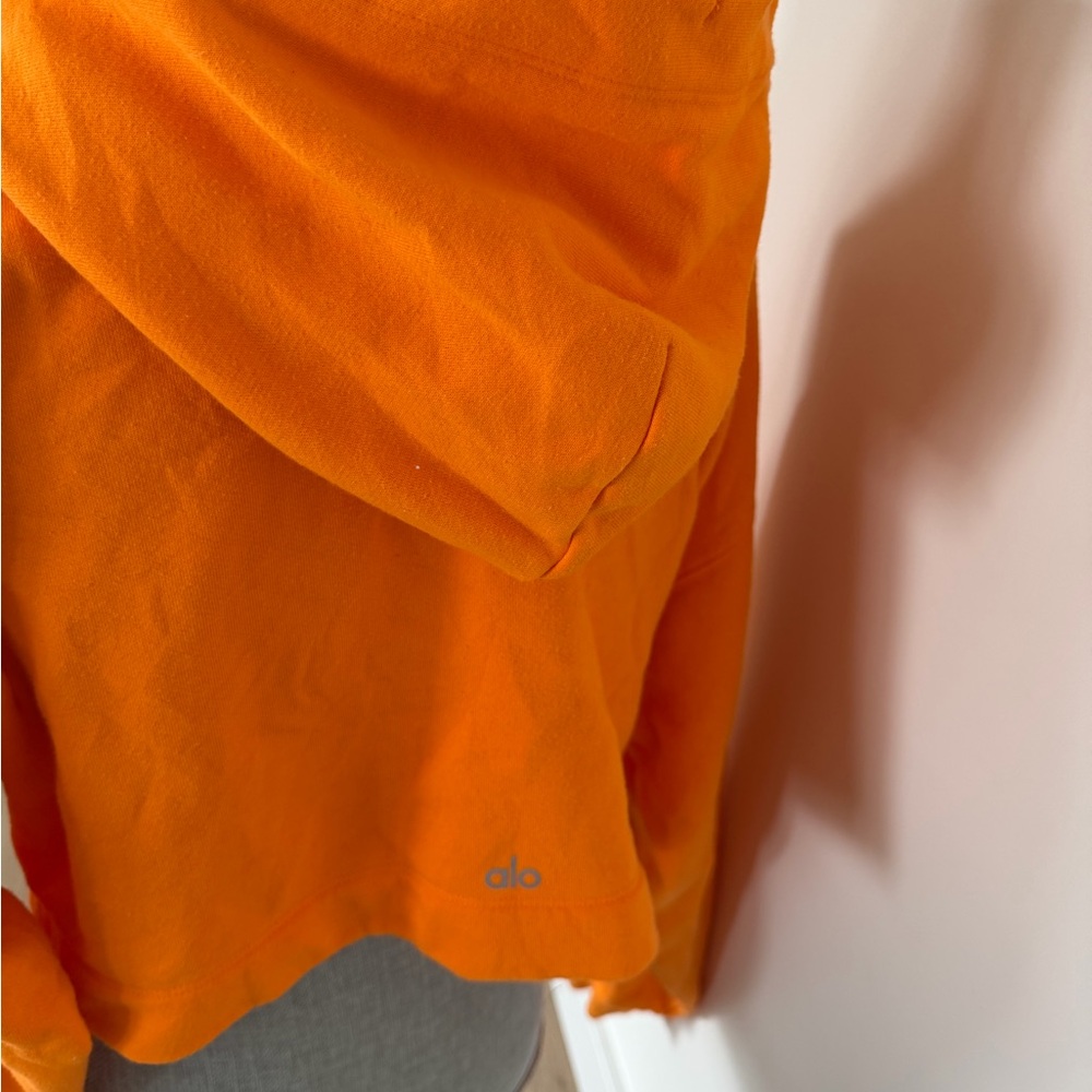 ALO Orange Cropped Hoodie Sweatshirt - Women Sweaters - Picture 3 of 4